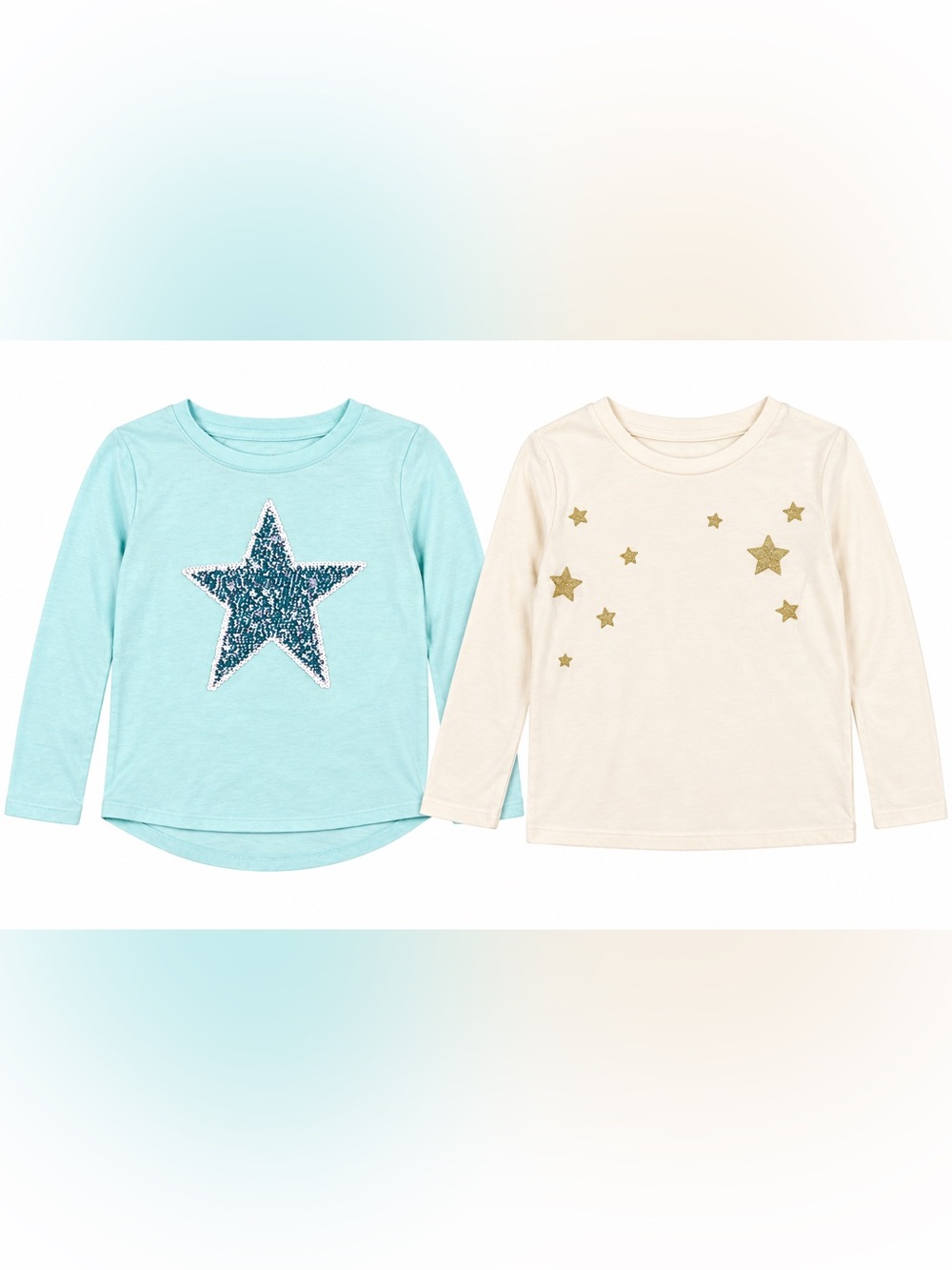 Girls 4T 4/5 Star Long Sleeve Shirt Bundle Cat & Jack The Basics 2 Tops